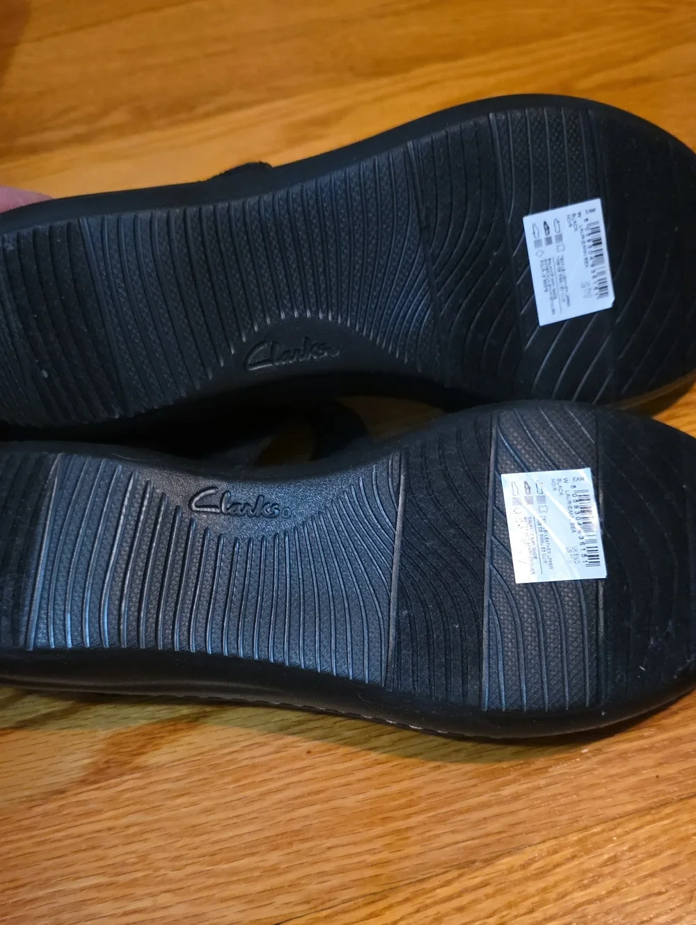 Clarks Black Floral Applique Comfort Sandals - Picture 6 of 6